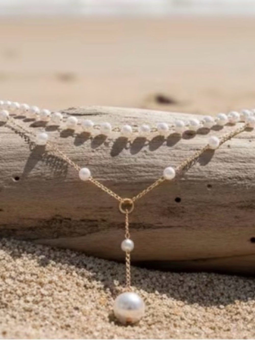 Elegant Pearl Drop Gold Necklace - White Pearls